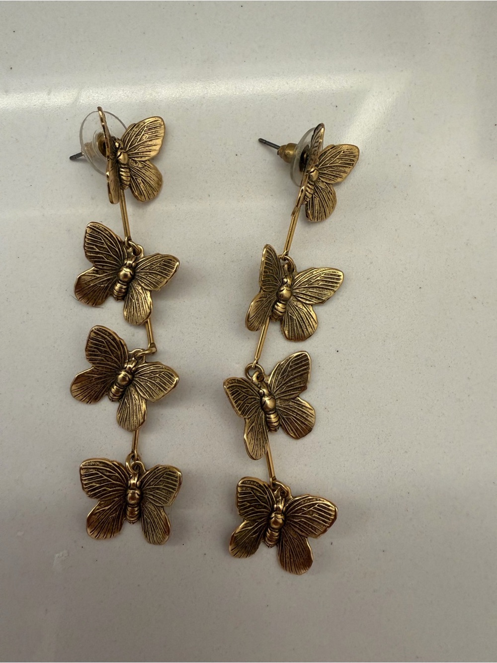 Gold Butterfly Drop Earrings - Women Jewelry